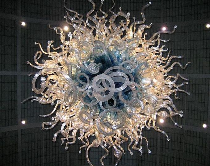 Clear And Blue Hand Blown Glass Chandelier Lighting Ac 110 240v