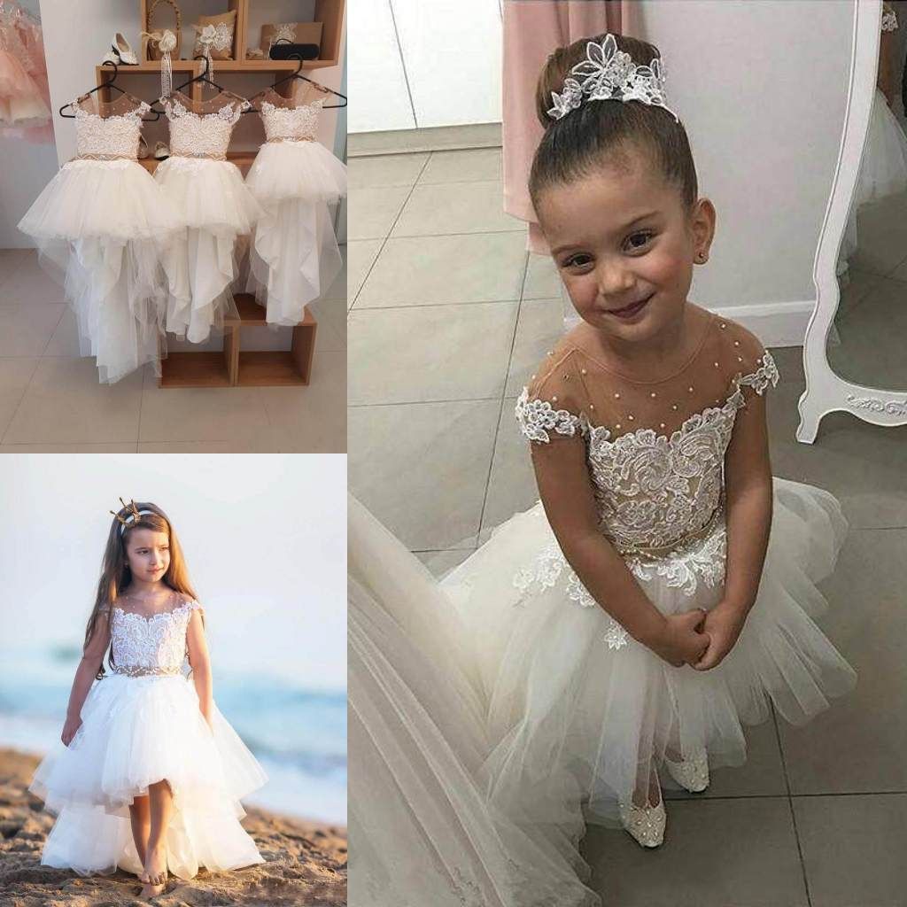 high low tulle flower girl dress