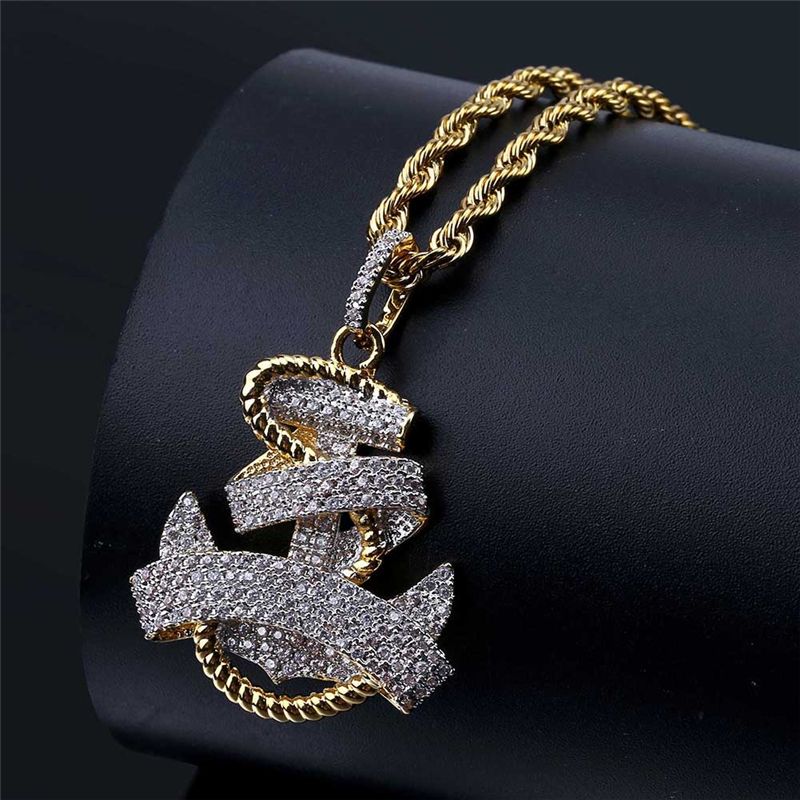 Wholesale Cool Men Necklace Jewelry Yellow Gold Plated Full CZ Anchor