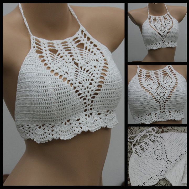 BEIGE Crochet Bikini Crop Top 100/% Cotton with additional colours in store.