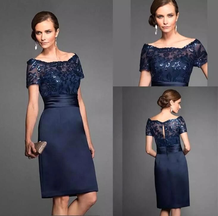 Acquistare Abito Da Madre Di Sposa Scollo A Tubino Blu Scuro 2019 Abito  Girocollo Manica Corta Maniche Corte In Pizzo Con Applicazioni In  Paillettes BC0299 Economico | Consegna Veloce E Qualità | DHgate Italy