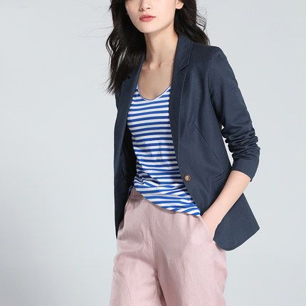 Grosshandel Ayunsue Damen Blazer Buro Blau 18 New Spring Langarm Baumwolle Leinen Single Button Anzug Frauen Jacke Grund Tops Lx1422 Von Southd 113 13 Auf De Dhgate Com Dhgate