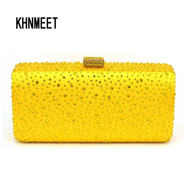 Yellow Cheaper Crystal Clutch Bag Women Wedding Party Purse Female