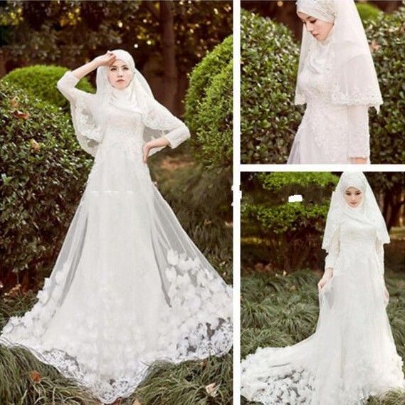 Custom Made Muslim Mermaid Wedding Dresses With Hijab 3 4 Long Sleeve Bridal Dresses Lace Appliques Charming Wedding Gowns Summer Wedding Dresses Vintage Style Wedding Dresses From Evening2020 132 97 Dhgate Com
