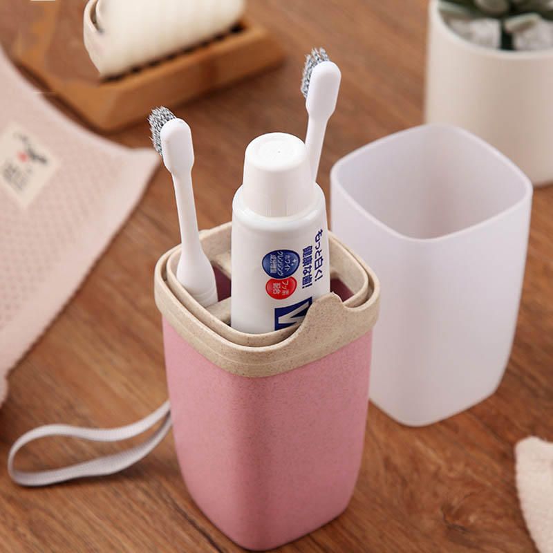 Plastic Toothbrush Holder Water Bottle Portable Toothpaste Toothbrush