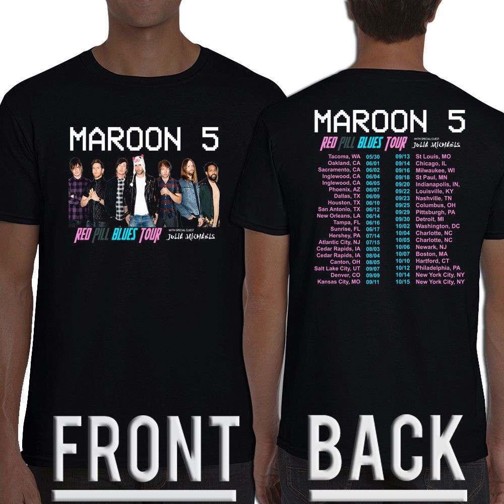 Limited New Maroon 5 Red Blues Tour Dates 2018 T - Shirt Mens 2018 fashion Brand