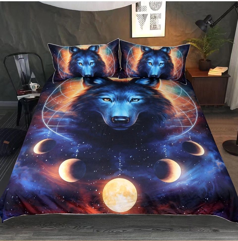 Sun Wolf Bedding Set King Size Duvet, How To Fill A King Size Duvet Cover