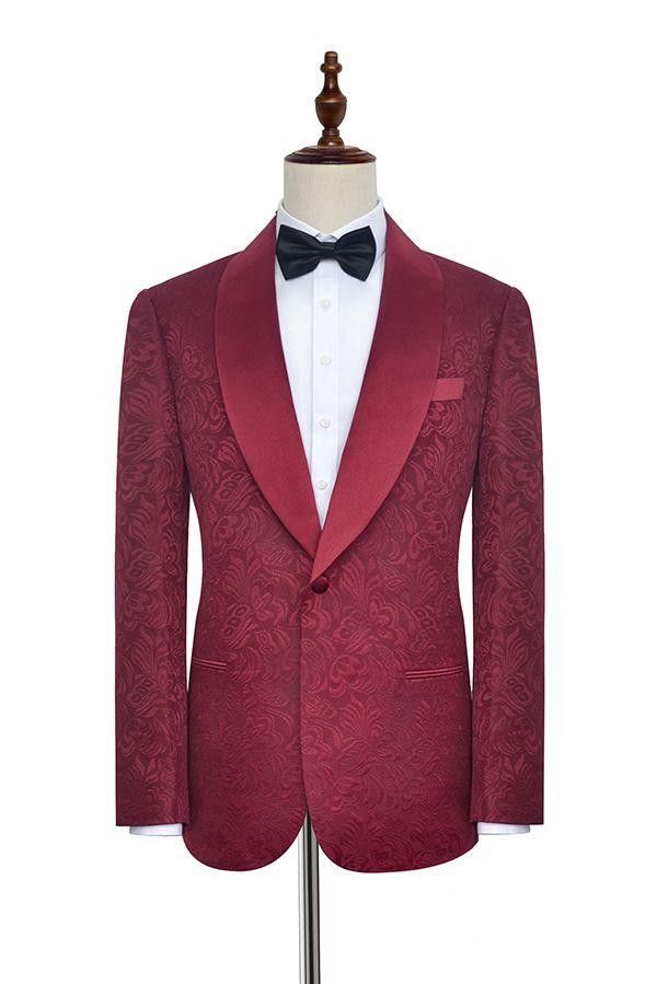 Custom Besigne Burgundy Paisley Men Wedding Tuxedos Shawl Lapel Side ...