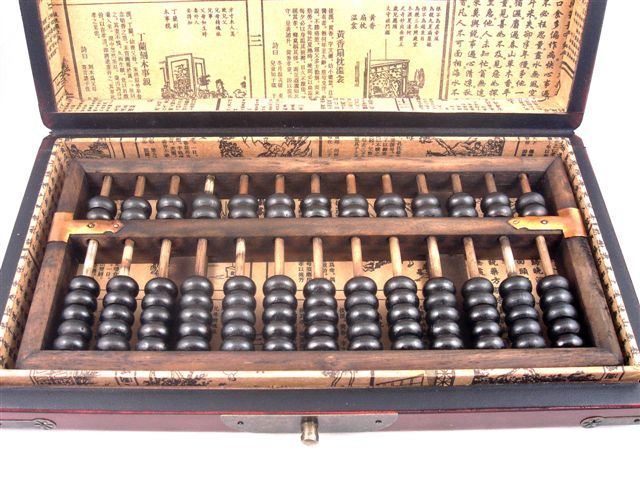 ABACUS LEATHER WOODEN DRAGON PHOENIX abacus BOX 