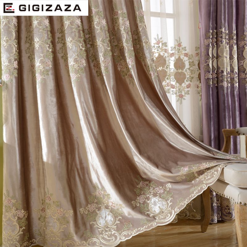 compre cortinas de terciopelo de lujo bordado tela pesada cortina de la ventana color marfil ennegrece las persianas para el dormitorio que viven