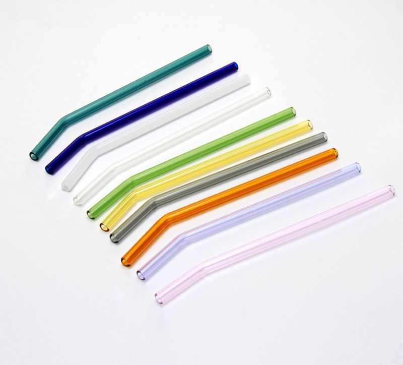 Wholesale High Quality Colored Borosilicate Cocktail Glass Straws 20cm