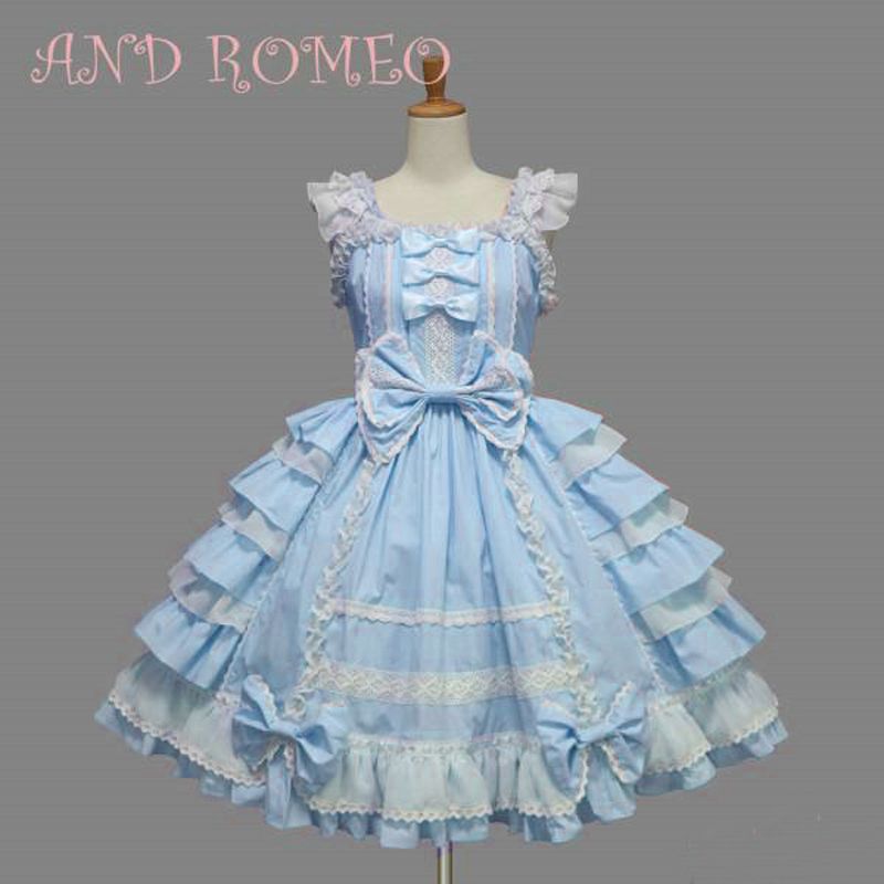 Nueva Las Mujeres Lolita Cosplay Vestido de Moda con cordones Sin Princesa Vestido