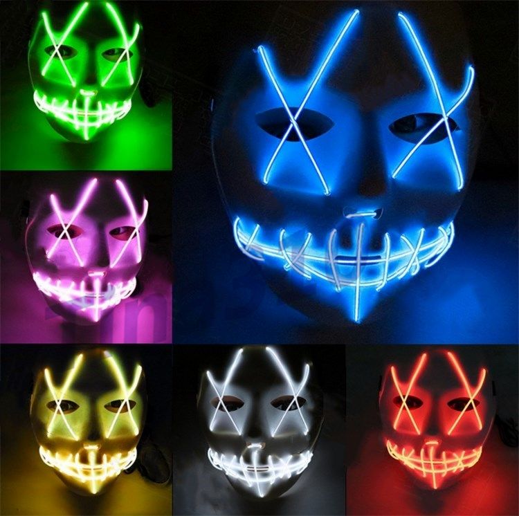 Led Halloween Ghost Masks The Purge Movie Wire Glowing Mask Masquerade Full Face Masks Halloween Mask Costumes Party Mask Gift I305 Black Masks For Masquerade Ball Black Masquerade Ball Masks From Tina310