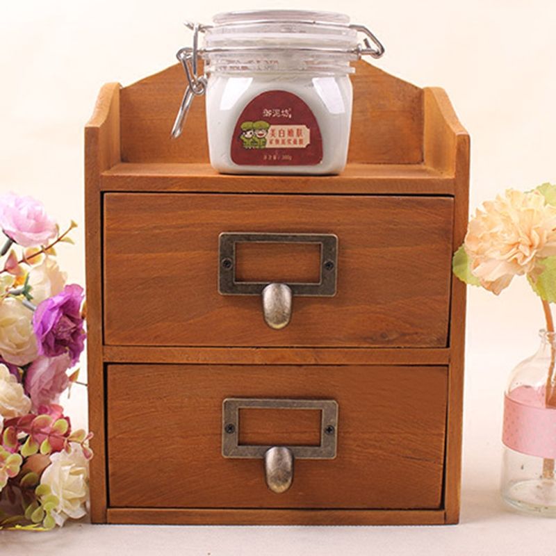 2019 Solid Wooden Drawer Type Storage Cabinet Retro Wooden Desktop