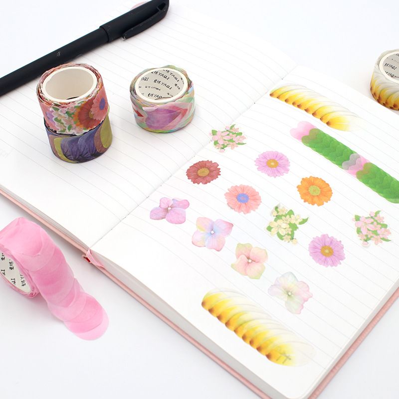 200Pcs Masking Scrapbook Sticker Sticky Paper Flower Petals Tape Washi Tape DIY