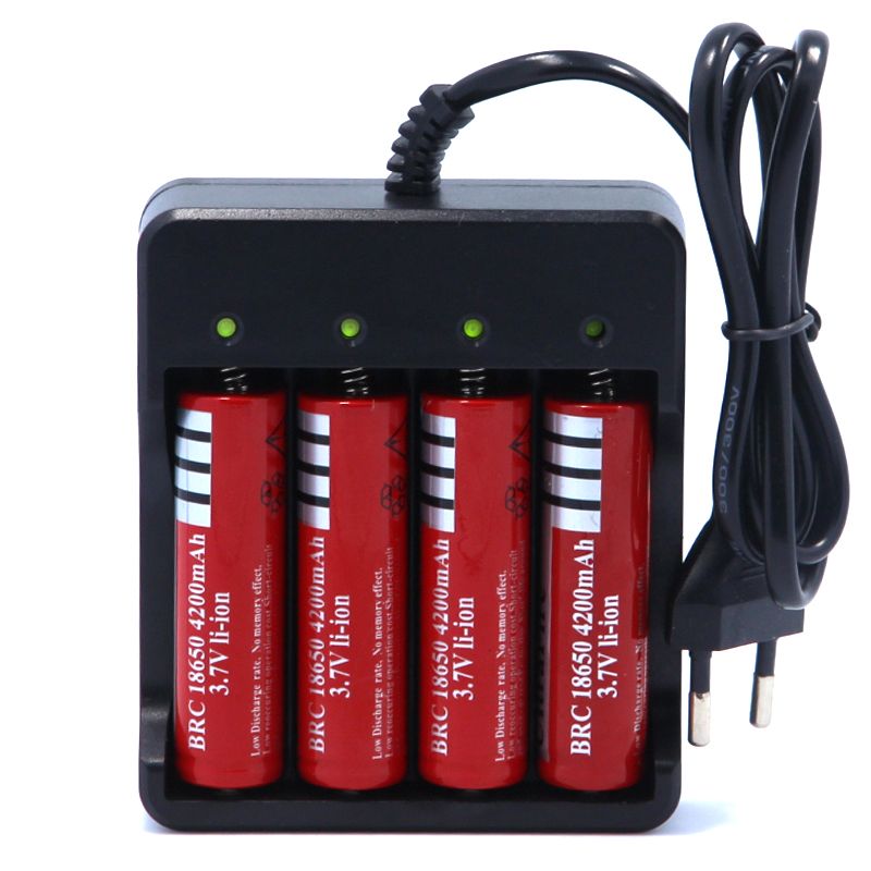 Eu Plug 4Slots Battery Charger With Protection 18650 Lithium-Ion Battery HI