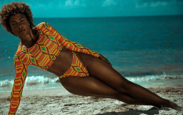 long sleeve african print swimsuit