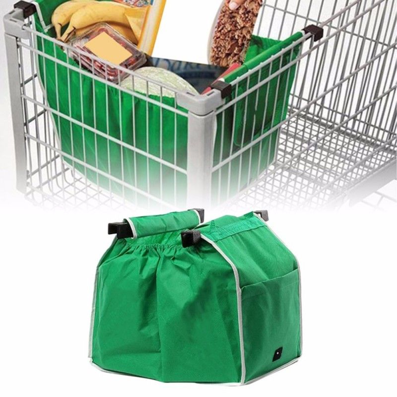 Supermercado de gran capacidad shoppingGreen Bolsa de tela tejida plegable Supermercado reutilizable Clip para carrito