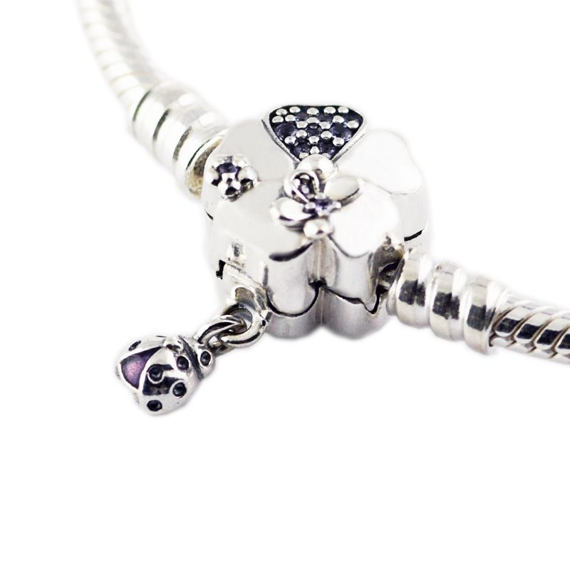925 Sterling Silver Wildflower Meadow Clasp European Charm Bracelet 925 Sterling Silver Wildflower Meadow Clasp European Charm Bracelet