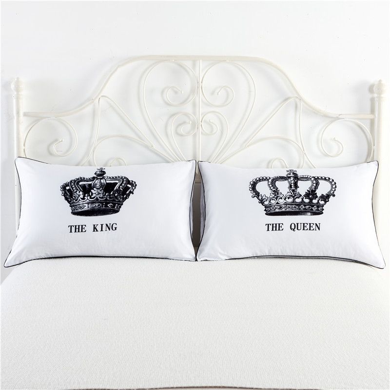 White King Queen Pillow Cases Love Couple Pillowcase His And Hers