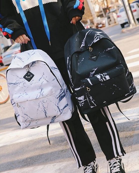 marble print backpack