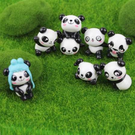 Grosshandel 8 Teile Satz Nette Panda Moos Micro Landschaft Harz Lustige Panda Babys Ornament Fairy Garden Miniatur Terrarium Figur Dekoration Von
