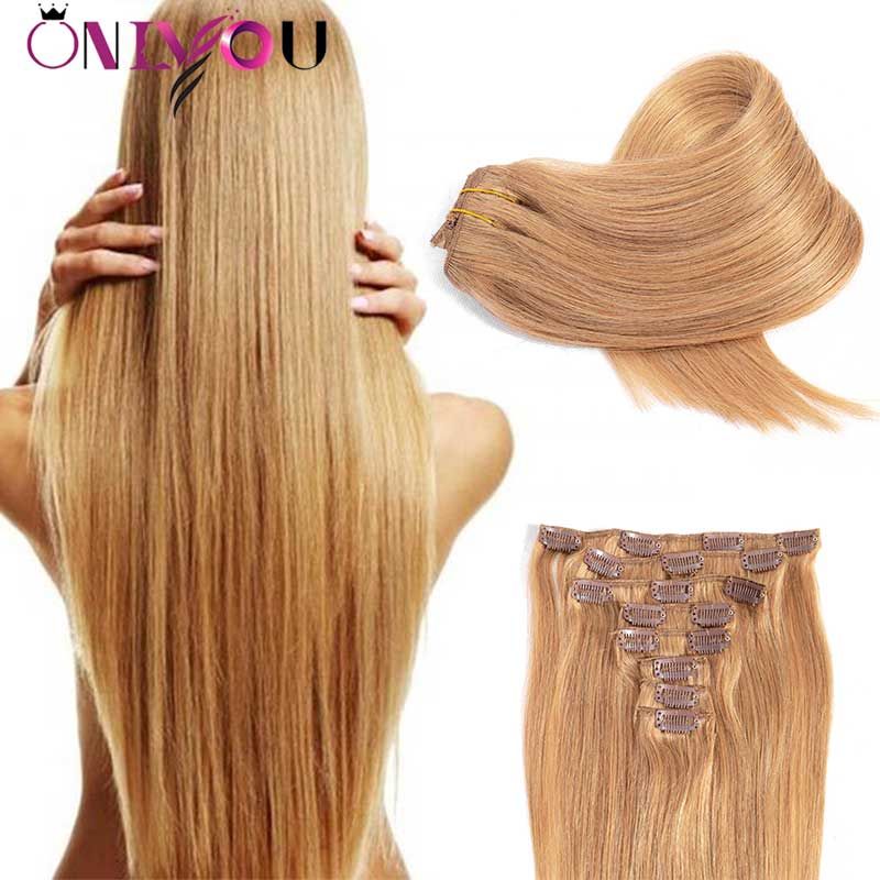 Onlyouhair Full Head Straight Clip In Human Hair Extensions 100