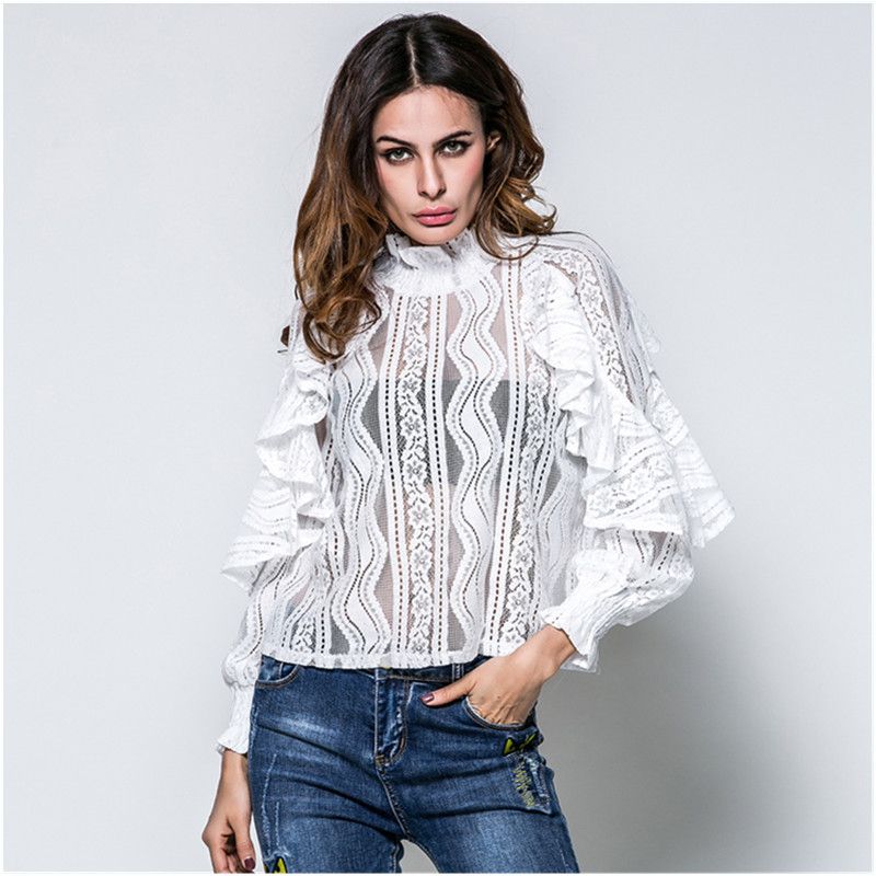 Blusa con encaje negro Clearance