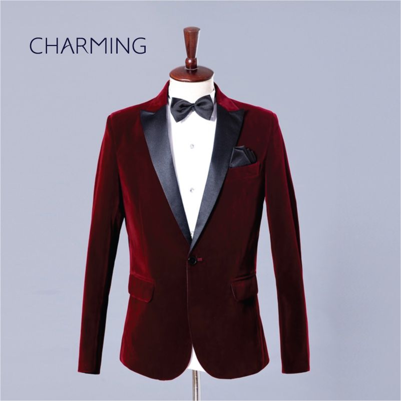 Compra Trajes De Baile De Graduación Para Los Hombres De La Chaqueta De  Vestir Para Hombre De Alta Calidad Trajes Traje De Tela De Terciopelo De  Oro Anfitrión Cantante Y El Novio