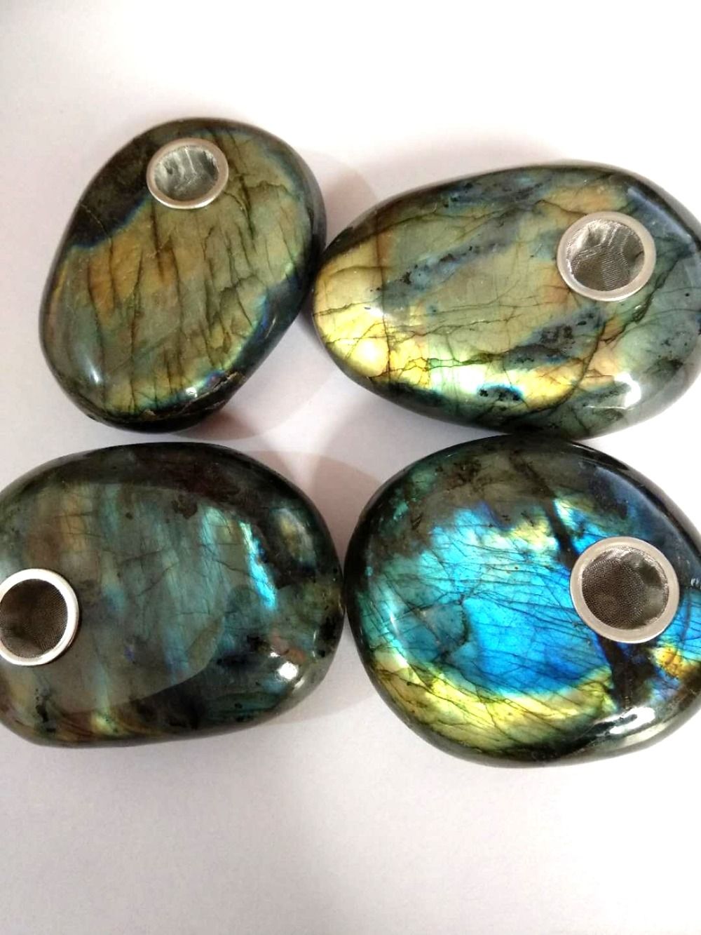 1pcs Natural Labradorite Quartz crystal Smoking Pipe W/Carb Wand 1pcs Natural Labradorite Quartz crystal Smoking Pipe W/Carb Wand