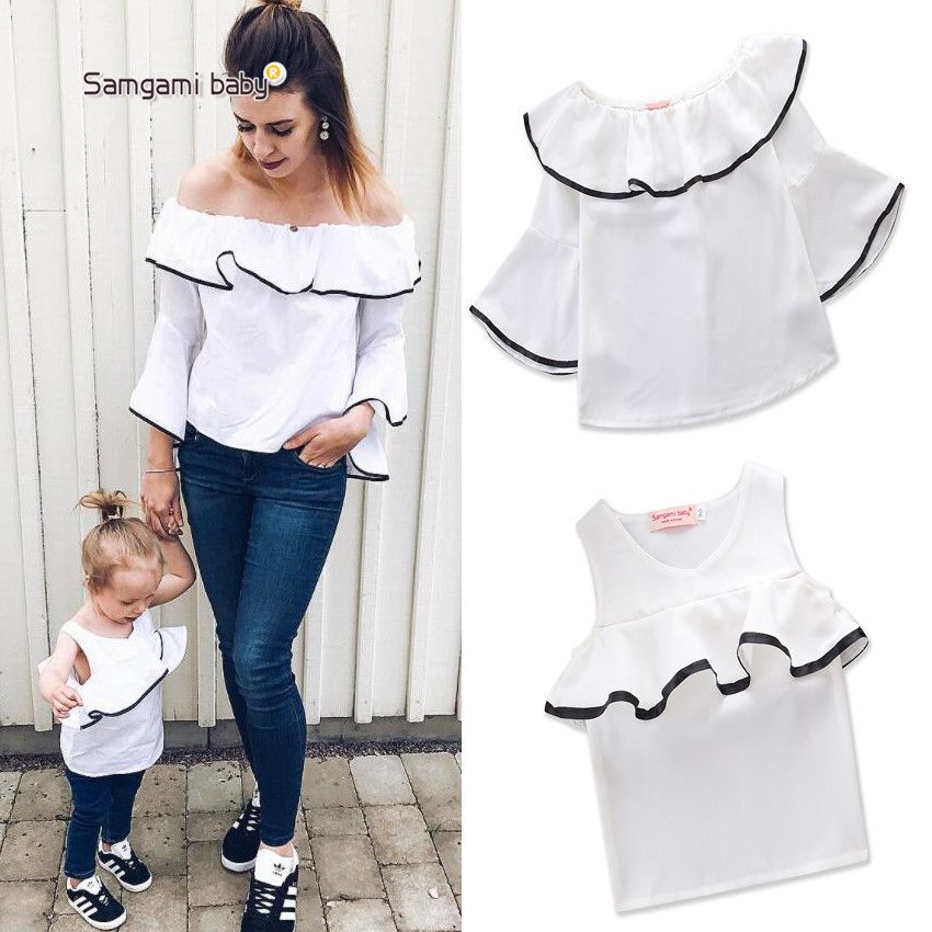 2018 E Hija Ropa Para Mujer Lotus Leaf Blusa Camiseta Padre Niño Matching Outfit Baby Girls Ropa De Verano De 12,78 € | DHgate