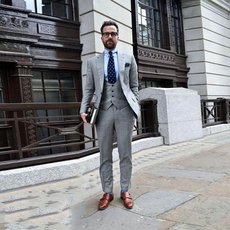 Acquistare 2019 Blazer Slim Fit Uomo Grigio 3 Pezzi Giacca + Mutanda +  Gilet Abito Formale Causale Con Due Bottoni Con Risvolto Con Risvolto Sposo  Uomo Wear Economico | Consegna Veloce E Qualità | It.Dhgate