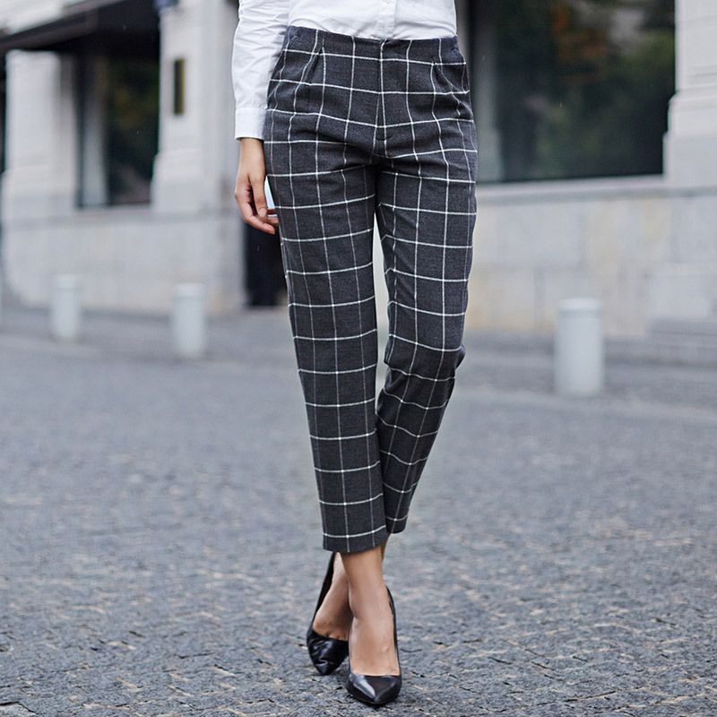 2020 Veri Gude Women'S England Style Plaid Pants Straight Trousers For  Autumn Women Check And Plaid Ankle Length Pants From Mallten, $22.62 |  DHgate.Com