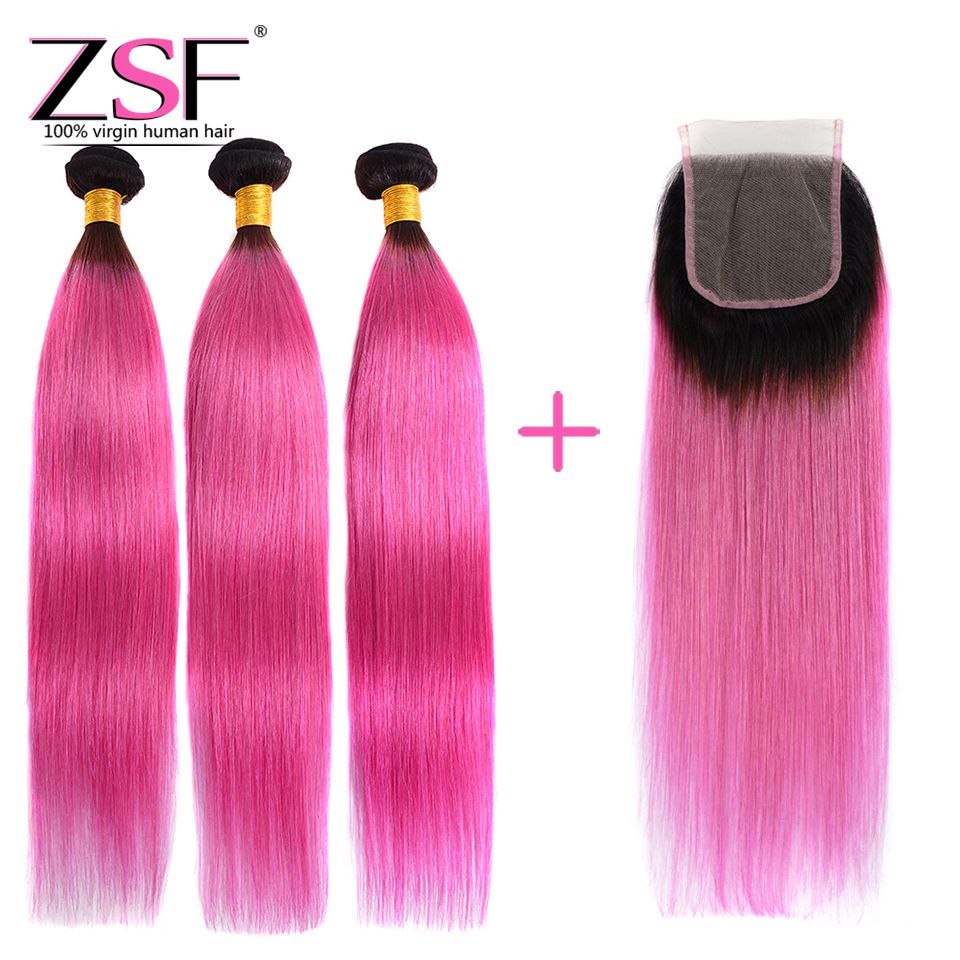 Ombre Human Hair Extension Virgin Brazilian Peruvian Straight 3 4