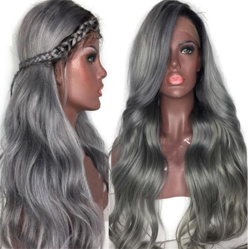 Best Selling 130 Density Ombre 1b Grey Human Hair Wigs Silver