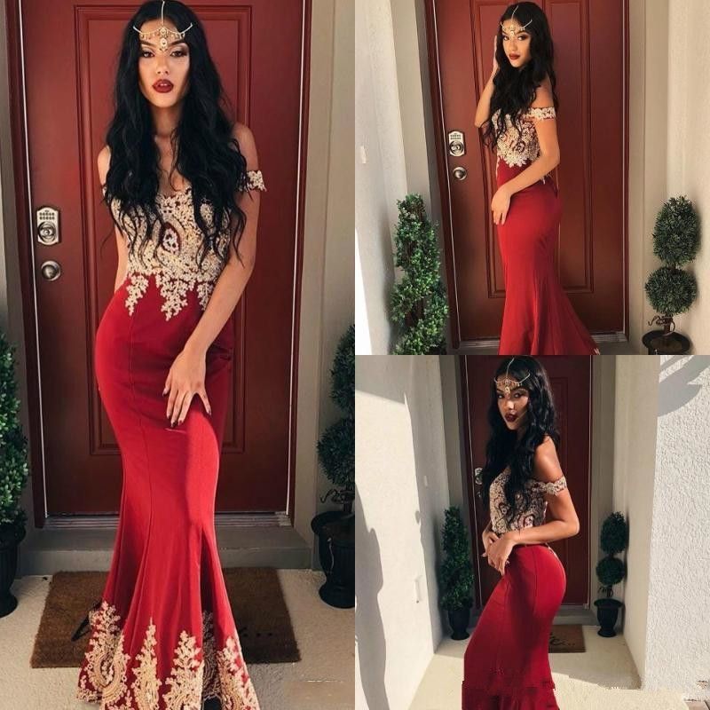 Vintage Burgundy Mermaid Prom Dresses 2019 Off The Shoulder Short Sleeve Lace Applique Evening Dress Party Wear Sweep Train African Gowns Dress Ivory Evening Dress From Readygogo 122 62 Dhgate Com