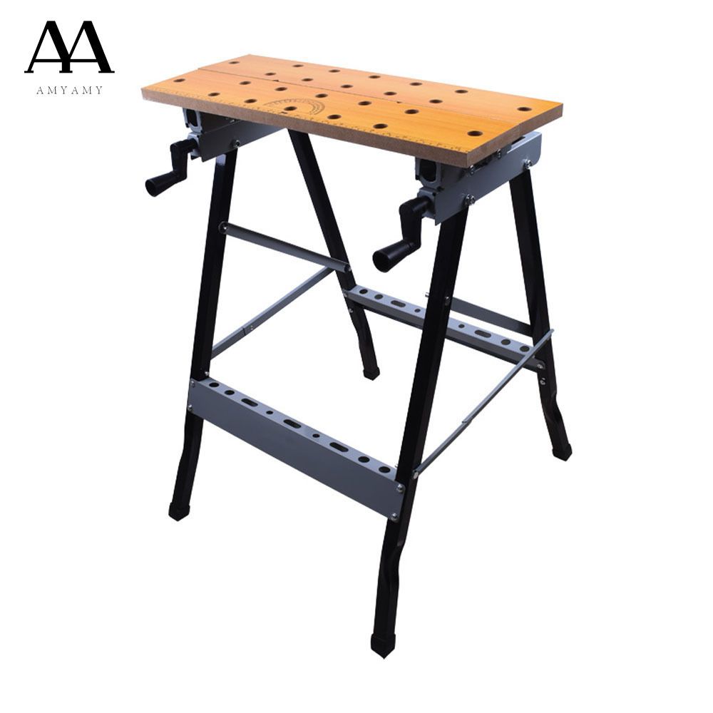 2019 Amyamy Folding Work Bench Steel Table Garage Portable Tool