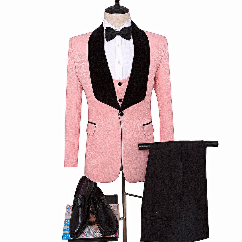 Acquistare Blazer Uomo Rosa Come Abito Da Sposa Smoking Dello Sposo Rosa  Abiti Da Uomo Vestito Groomsman Stampato Suit Uomo Su Misura Giacca +  Pantaloni + Gilet Economico | Consegna Veloce E