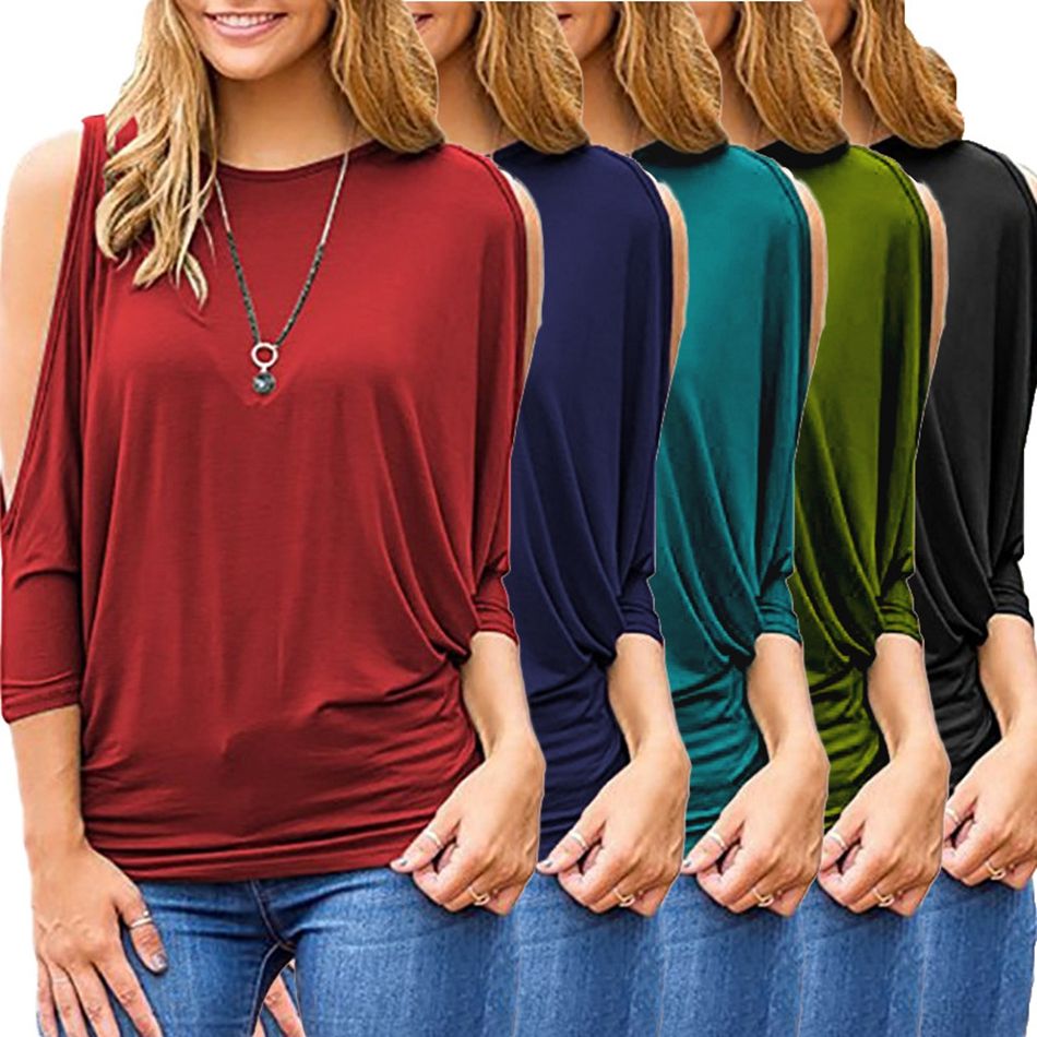 Blusa para mujer suelta del hombro Tops Ladies Rayas Baggy Casual T SHIRT Top