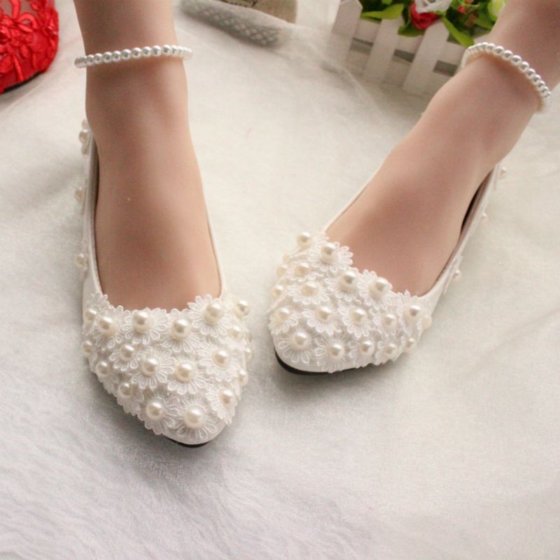 flat bridal wedding shoes