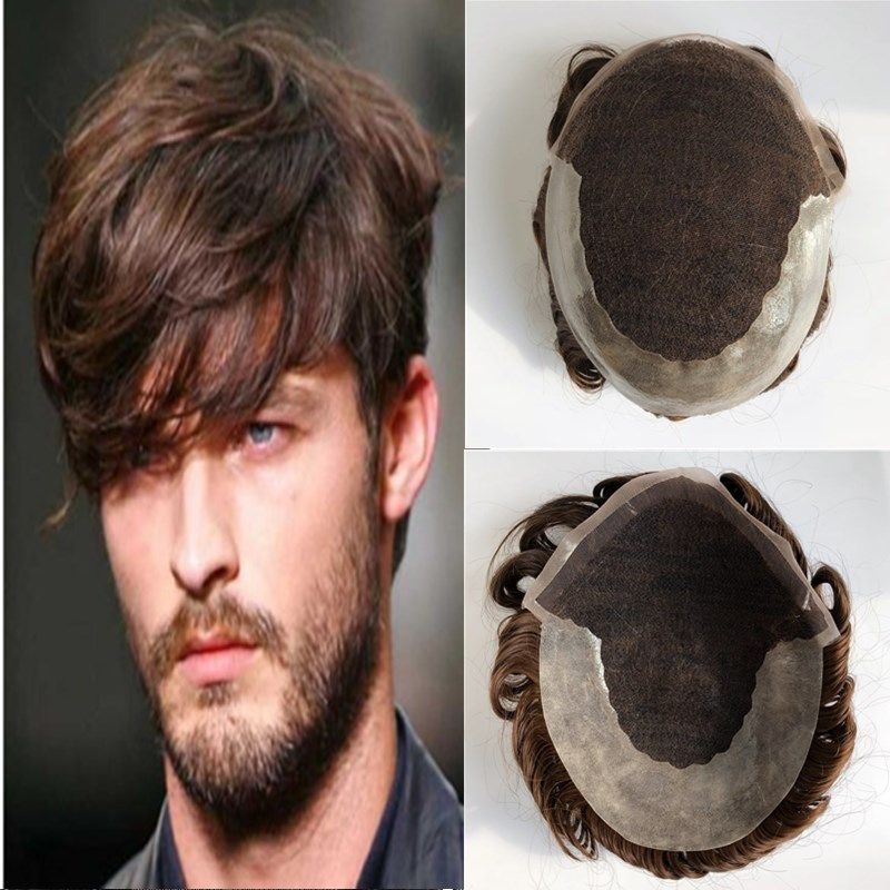 2019 Swiss Lace Toupee For Men Lace Front With Poly Back Mens