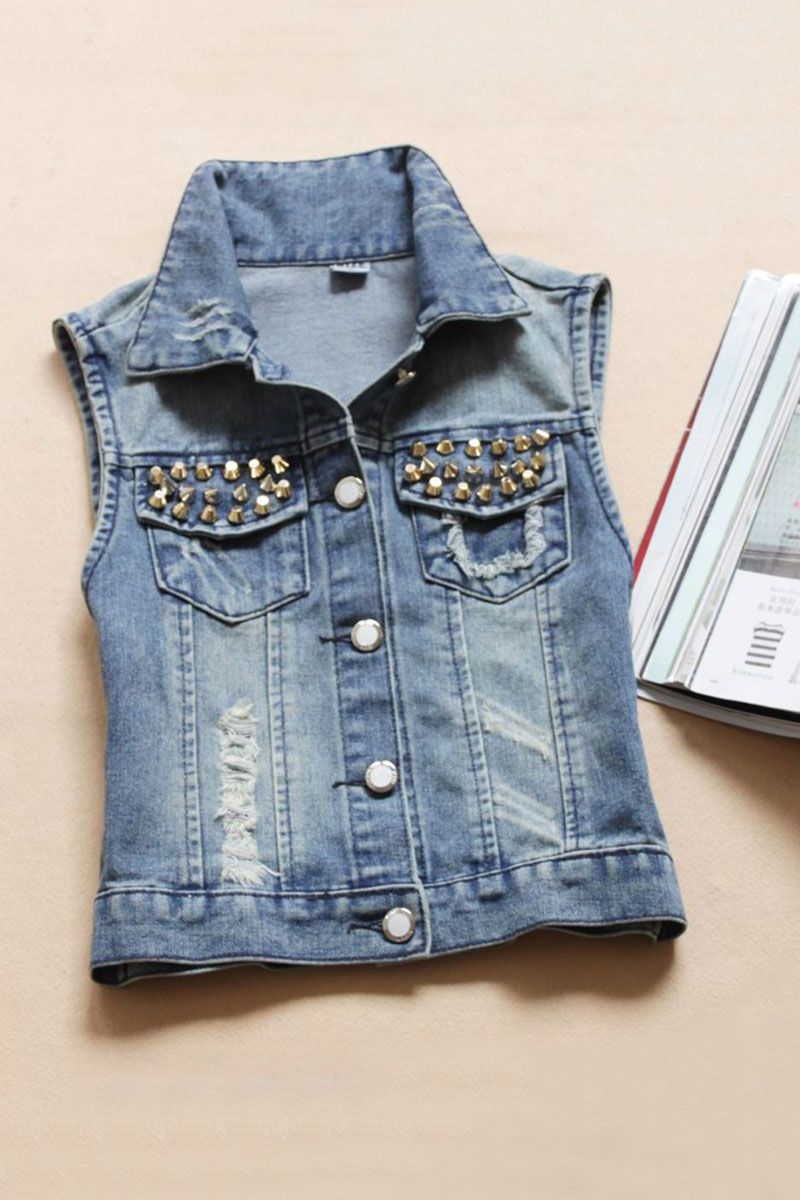 Donna Gilet Di Jeans Giacca Di Perle Casual 2016 Gilet Autunno Estate Senza  Maniche Jean Vest Donna Vintage Single 13 Da 21,29 € | DHgate Italy