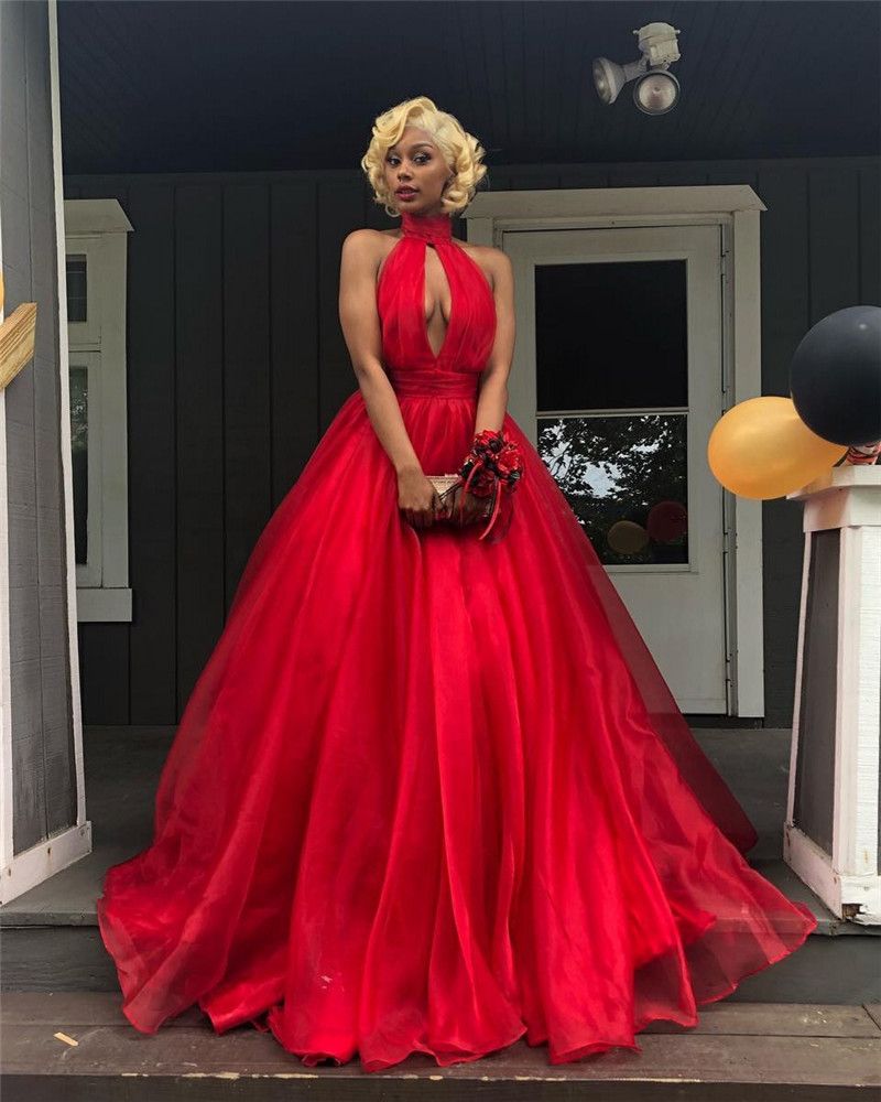 Sexy Backless Cheap Red Prom Dresses 