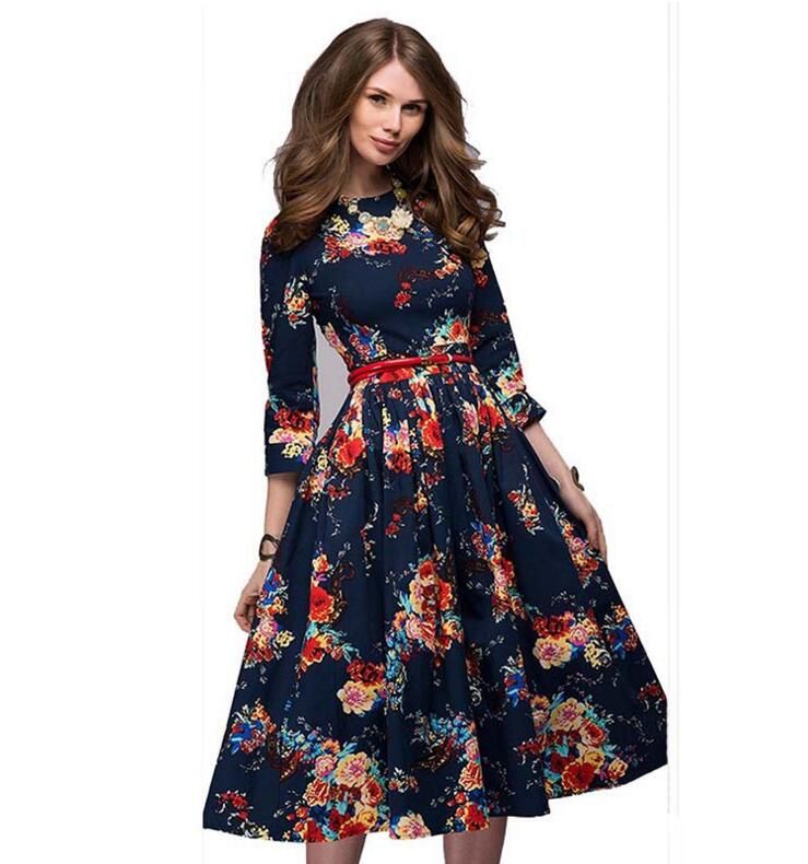 Vestidos hasta la rodilla sueltos Clearance