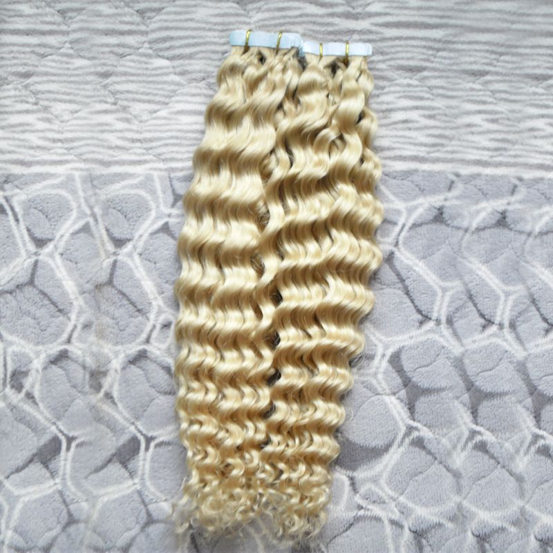 613 Bleach Blonde Apply Tape Adhesive Skin Weft Hair 100g Afro Kinky