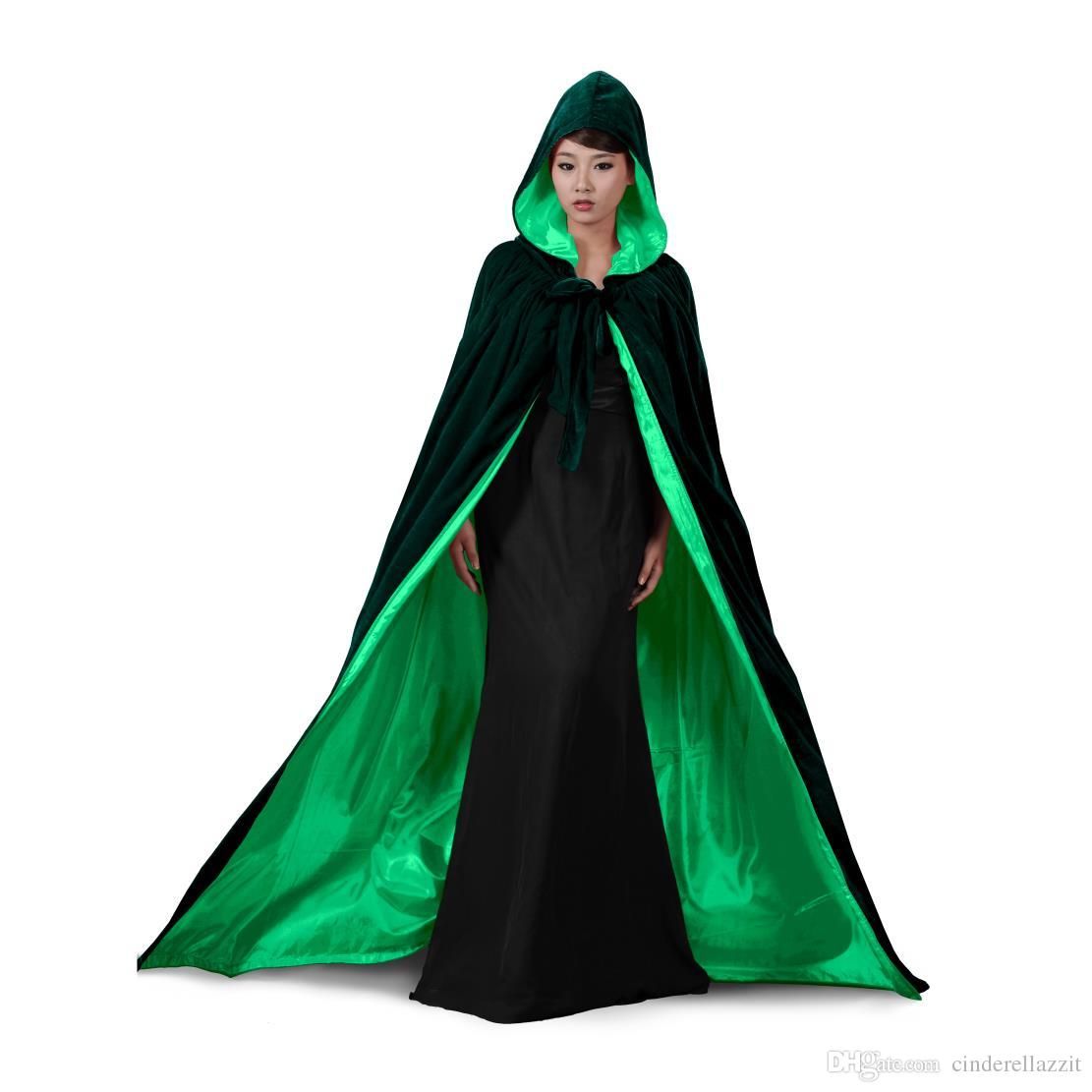 GOTH BLACK HOODED CAPE//CLOAK WICCA HALLOWEEN UK MADE