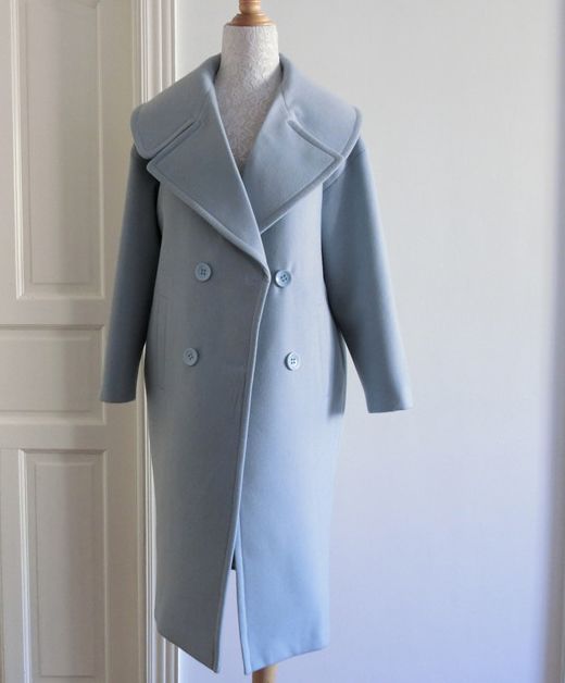baby blue wool coat womens