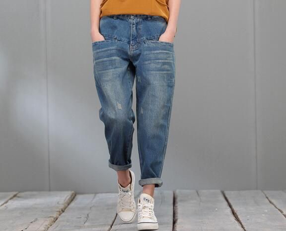 Compra Algodón Más El Tamaño De Los Pantalones Vaqueros De Mezclilla Casual  Capris Harem Pantalones Mujeres Bolsillos De Cintura Alta Nueva Moda Otoño  Primavera Pantalones Bombachos Qyx0809 Barato | Entrega Rápida Y