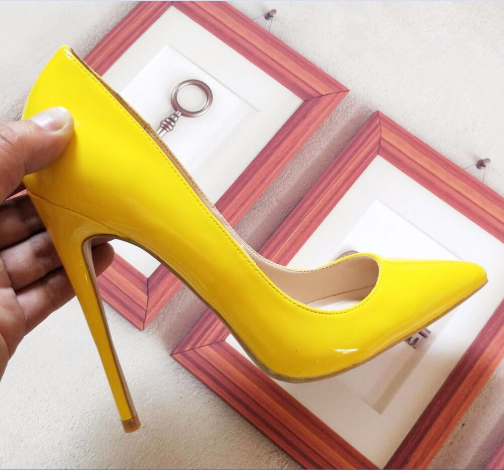 high heels yellow shoes