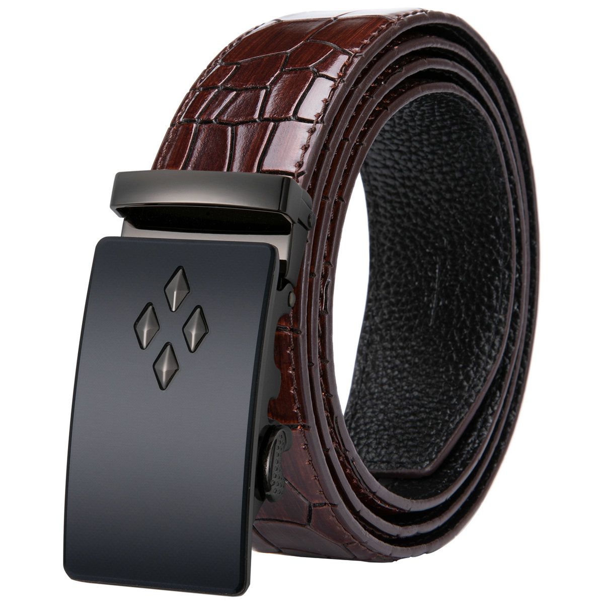Luxury Cowhide Genuine Men S Leather Belt With Automatic Buckle Ratchet Strap Black 2018 New Arrival Dk 2028 Myself Belts Money